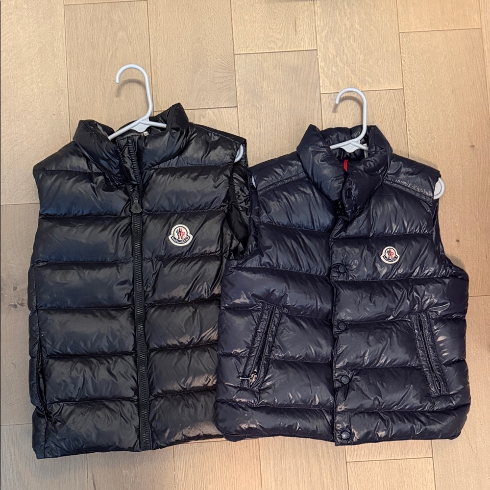 Moncler Black Shiny Quilted Down Vests - Pair